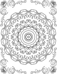 Printable Mandala Coloring Page for Adults. Educational Resources for School for Kids. Adults Coloring Book. Mandala Coloring Activity Worksheet.