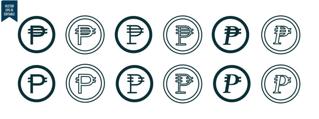 peso currency set icon, simple design with circle frame, for graphic and business needs, editable vector eps 10.