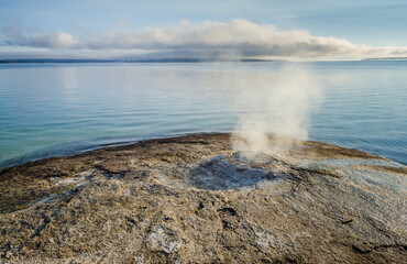 Fishing Cone Geyser on Yellowstone Lake at Yellowstone National Park