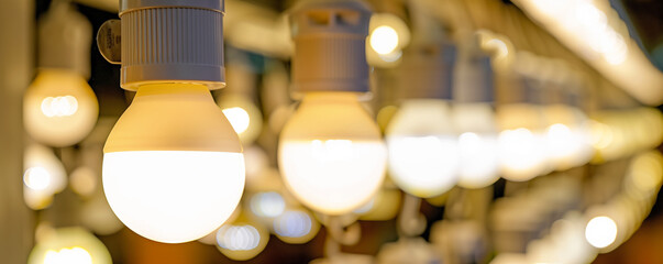 Industrial Display of Energy-Saving LED Light Bulbs in a Warehouse Setting