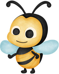 Fototapeta premium Illustration of a cute cartoon bee. Watercolor hand drawn.