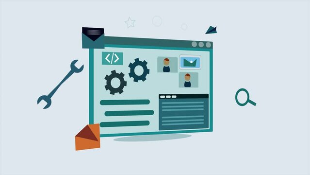 Website manege with online cms system, animation clip