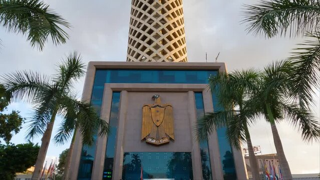 Cairo Tower, modern monument on Gezira Island in Cairo, Egypt near Nile River