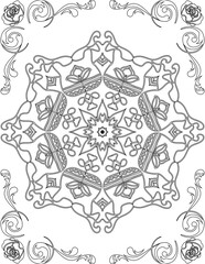 Printable Mandala Coloring Page for Adults. Educational Resources for School for Kids. Adults Coloring Book. Mandala Coloring Activity Worksheet.