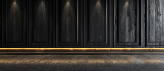 modern luxury black wall wood moulding panels room background