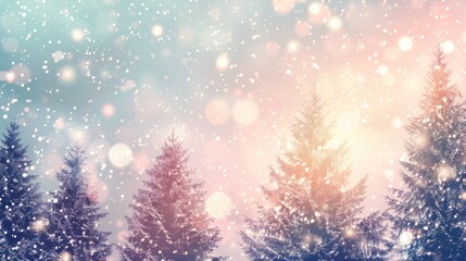 Pastel Snowy Night: shades, featuring a starry sky, gently falling snow, and a tranquil holiday ambiance in a light and airy style