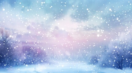 Pastel Snowy Night: shades, featuring a starry sky, gently falling snow, and a tranquil holiday ambiance in a light and airy style