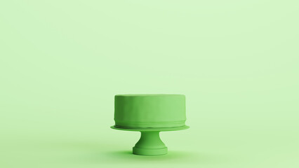 Green cake sweet dessert celebration confectionery cake soft tones mint background 3d illustration render digital rendering