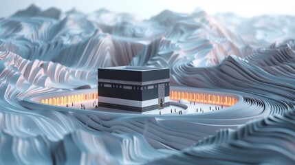 Holy Kaaba in Mecca, Saudi Arabia. Representation in a minimalist style