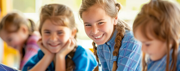 Happy Children Engaging in Renewable Energy Studies at School