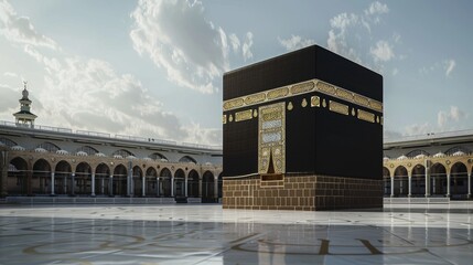 Holy Kaaba in Mecca, Saudi Arabia , minimalist.
