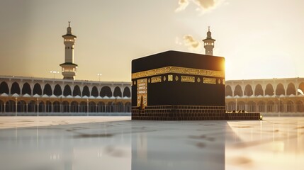 Holy Kaaba in Mecca, Saudi Arabia. A style in straight lines and simplistic
