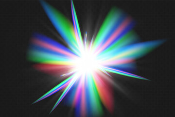 Crystal rainbow light reflection effect. Colorful clear iridescent lenses.	

