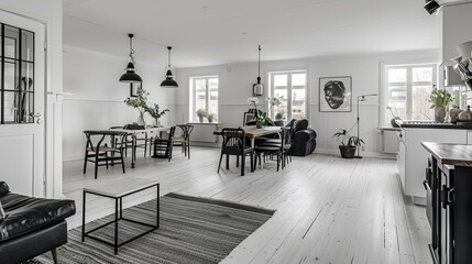 Classic Black and White Kitchen, Perfect for Culinary Magazines and Modern Home Design Features