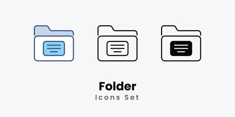 Obraz premium Folder Icons thin line and glyph vector icon stock illustration