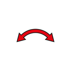 Dual semi circle red arrow. Semicircular curved double ended arrow. Vector illustration.