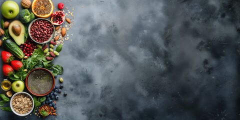 Food images that emphasize healthy food Organic ingredients Preparation of plant foods This picture reflects the growing interest in nutritious and balanced foods. There is space for text.