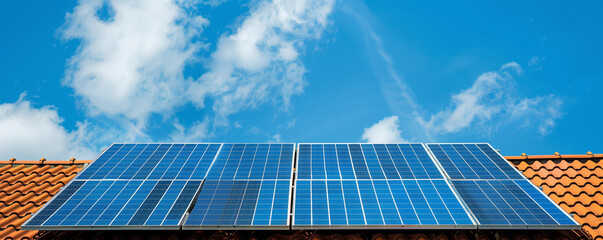Solar Panels on a Residential Roof Harnessing Renewable Energy from the Sun