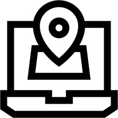 Vector Icon route, maps and location, computing, laptop, location