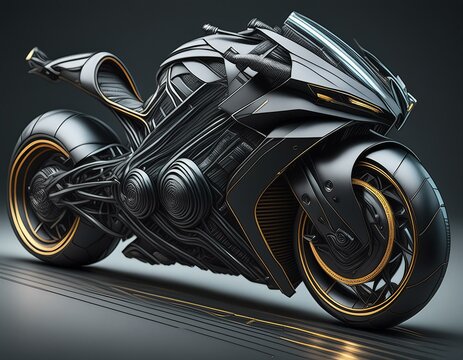croquis d&rsquo;une super moto d&eacute;taill&eacute;e, dessin technique