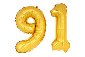 Gold numbers '91' isolated on white background.png
