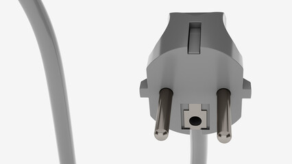 Electrical Plugs and cabel. Isolated. Transparent background. 3D Rendering.	