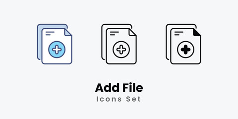 add file Icons thin line and glyph vector icon stock illustration