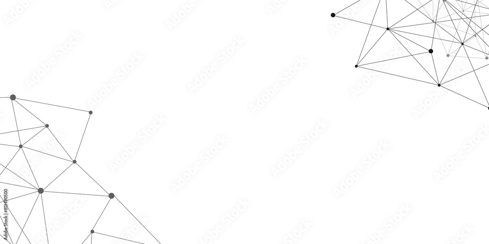 Poster Grey graphic background dots with connections technologies and sharing data as abstract concept.