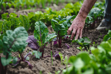 Farmer Tending to Organic Crops in a Sustainable Agriculture Environment