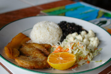 観光地のレストランの簡素なワンプレートランチ
