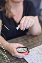 A box of snus pads replaces smokeless cigarettes. Swedish nicotine pouch. Blur.
