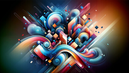 Colorful Abstract Design on Black Background
