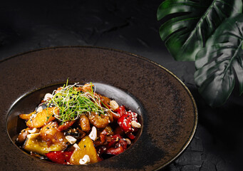 Gourmet asian stir-fry vegetable dish