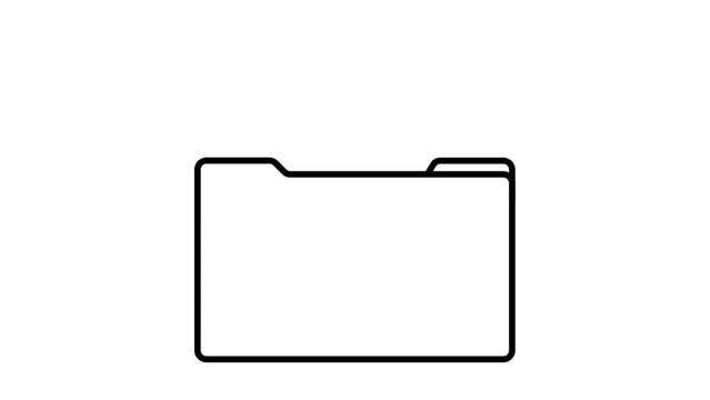 Animated folder with bank documents icon. Storage of important documents information in archive. Looped black white video isolated on white background