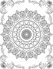 Printable Mandala Coloring Page for Adults. Educational Resources for School for Kids. Adults Coloring Book. Mandala Coloring Activity Worksheet.