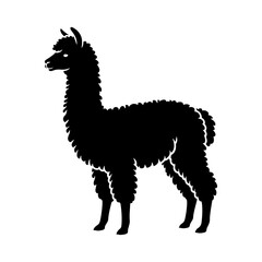 Fototapeta premium Minimalist Alpaca Silhouette- Captured in Vector Art, Embracing the Serenity of Mountain Landscapes- Alpaca Illustration- Alpaca Vector.