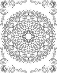 Printable Mandala Coloring Page for Adults. Educational Resources for School for Kids. Adults Coloring Book. Mandala Coloring Activity Worksheet.