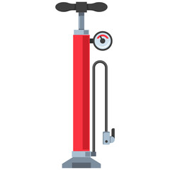 Bike pump with gauge vector cartoon illustration isolated on a white background.