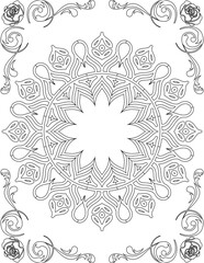 Printable Mandala Coloring Page for Adults. Educational Resources for School for Kids. Adults Coloring Book. Mandala Coloring Activity Worksheet.