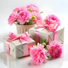 Romantic Surprise: Pink Gift Box Adorned with Rose Petals