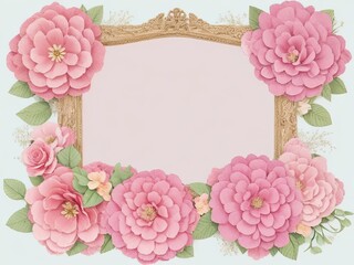 adorable decorative frame with paper flowers