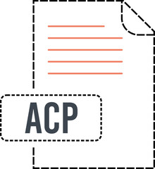 ACP  file format icon dashed outline