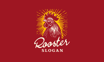 Fototapeta premium Retro Vintage Rooster Logo - Classic Chicken Farm Logo