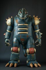 Detailed robot toy figure with armor plates and spikes on the shoulder