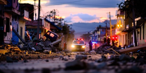 Aftermath of an earthquake. AI.