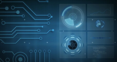 Image of data processing over dark background