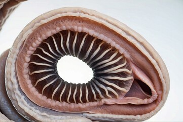 Close-up of a hagfish's mouth AI.