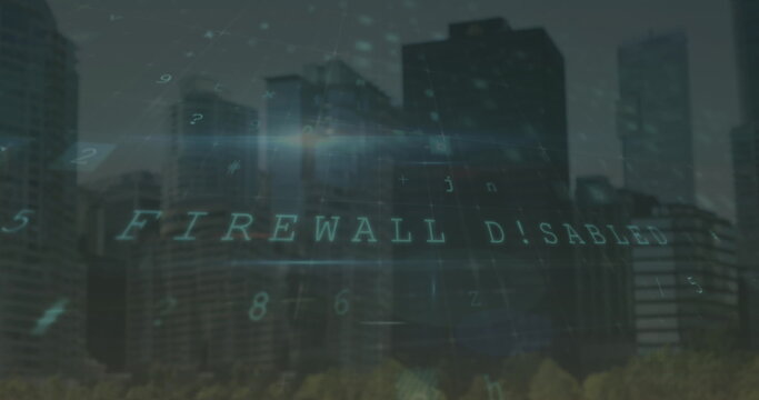 Image of cyber attack warning over cityscape