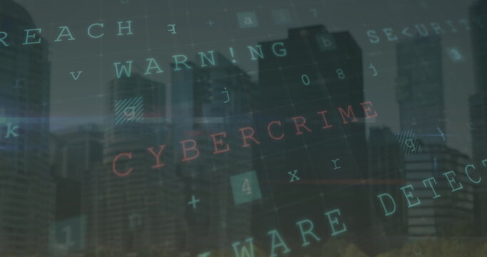 Image of cyber attack warning over cityscape