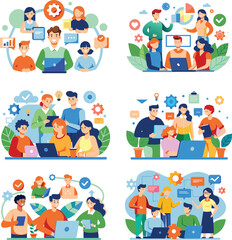 Untitled-1 Set of flat business, working collaboration icon, vector illustration.